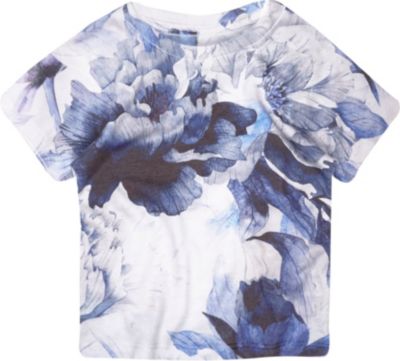 Mini boys blue floral print t-shirt